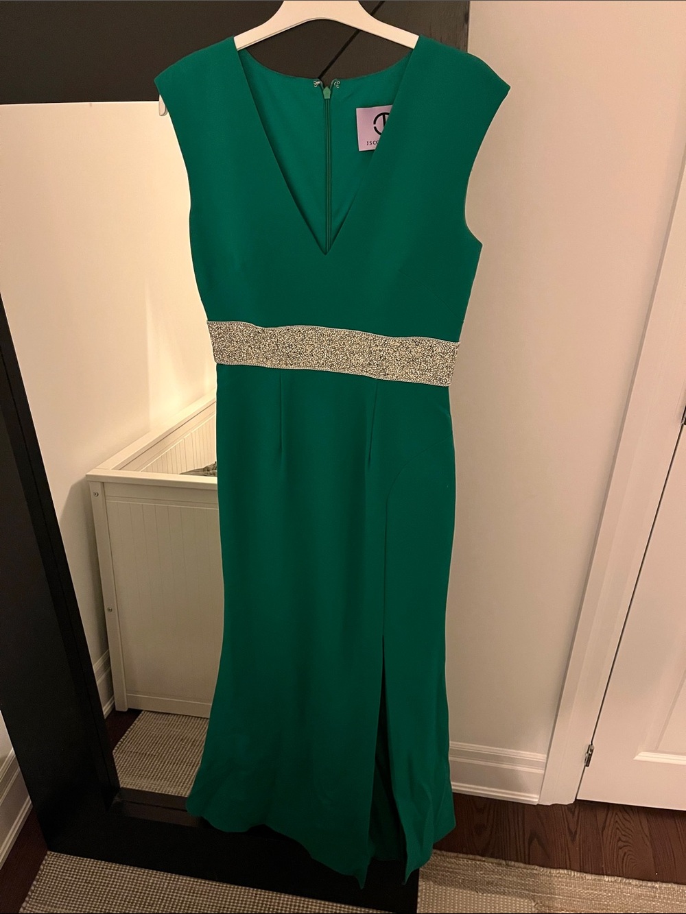 JS Collections Emerald Green Embellished Evening Gown UK 10 – Worn Once